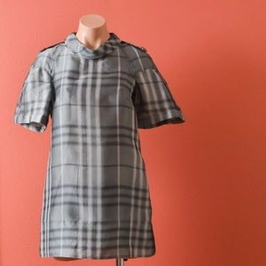 Burberry Plaid Gray Silk Mini Dress